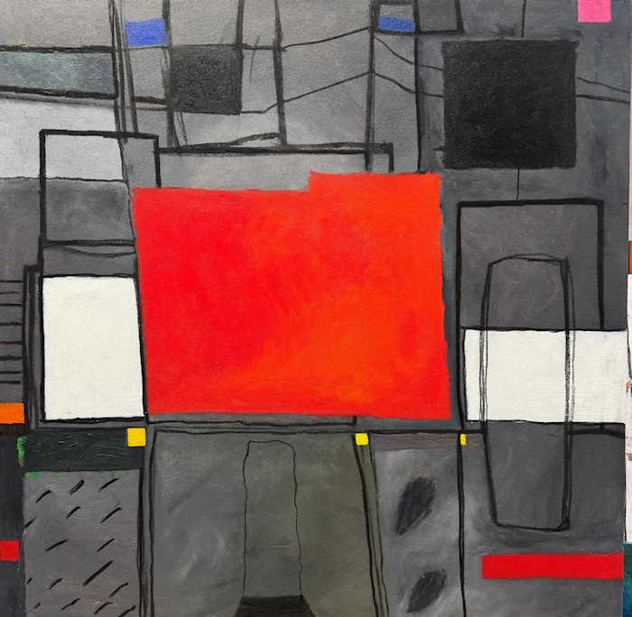 Scaffold of Recollection - 96cm x 96cm - acrylic & chacoal on canvas-fp